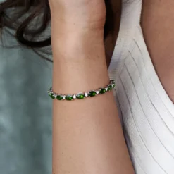 Russischer Diopsid-Silberarmband