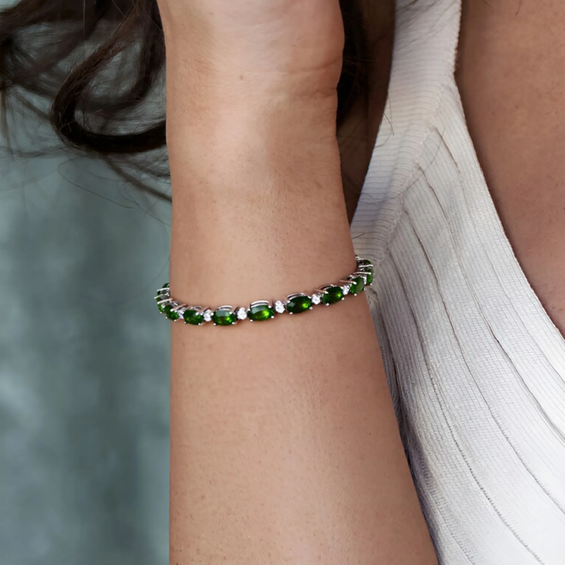 Russischer Diopsid-Silberarmband
