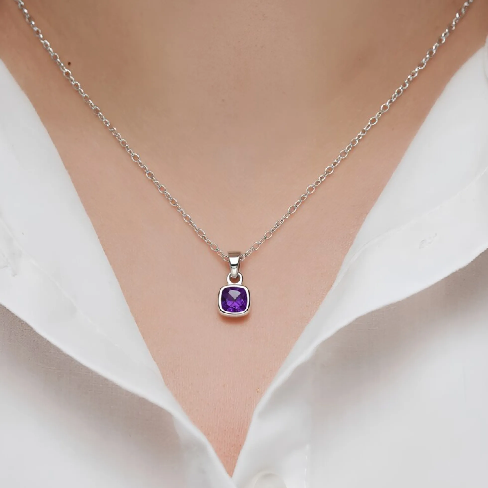 Sambia-Amethyst-Silberanhänger