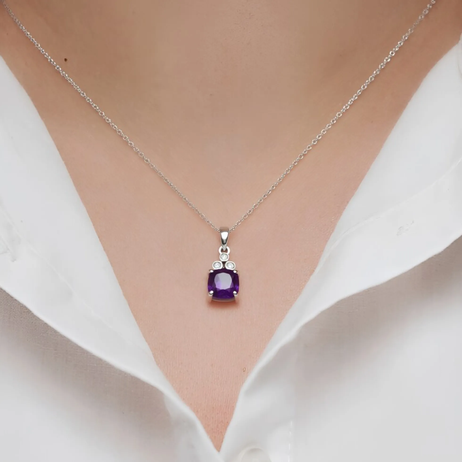 Sambia-Amethyst-Silberanhänger