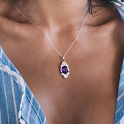 Sambia-Amethyst-Silberanhänger