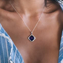 Sambia-Amethyst-Silberanhänger