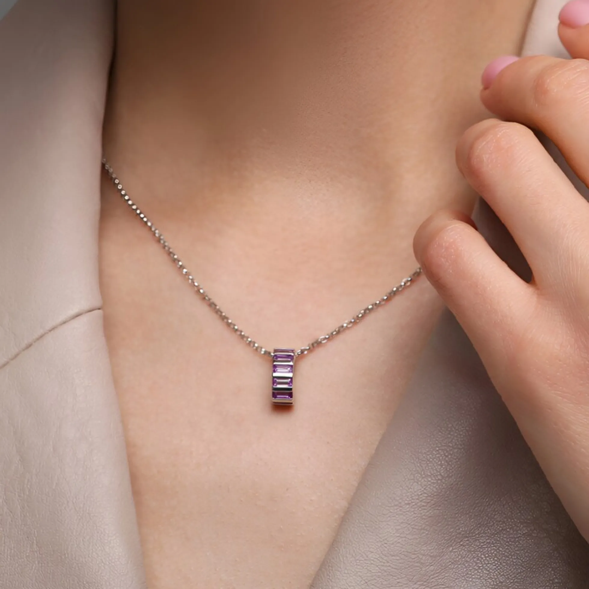 Sambia-Amethyst-Silberanhänger