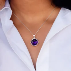 Sambia-Amethyst-Silberanhänger