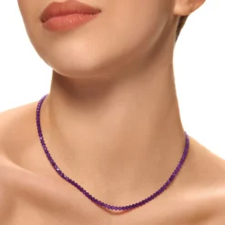 Sambia-Amethyst-Silberhalskette
