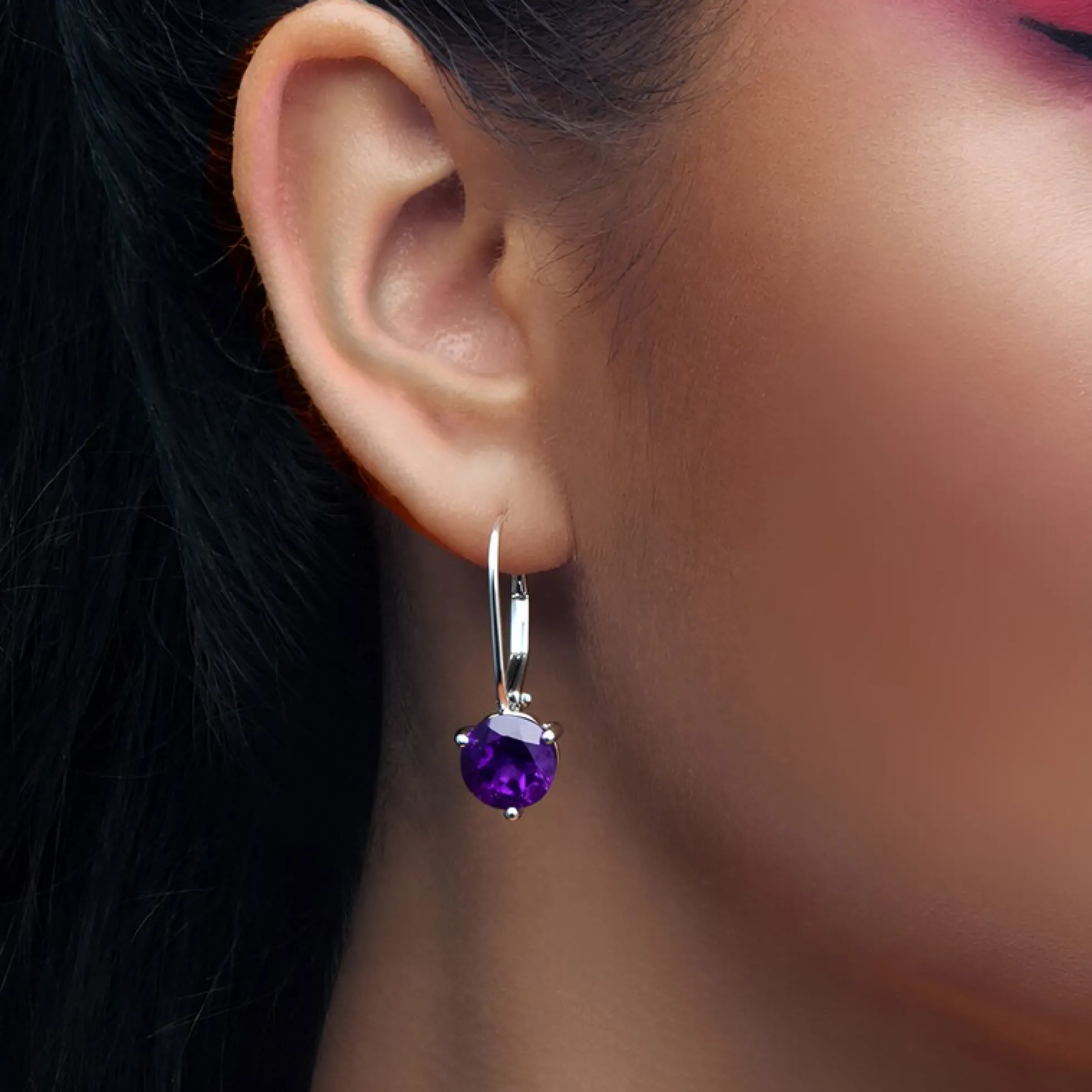 Sambia-Amethyst-Silberohrringe