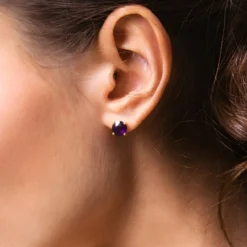 Sambia-Amethyst-Silberohrringe