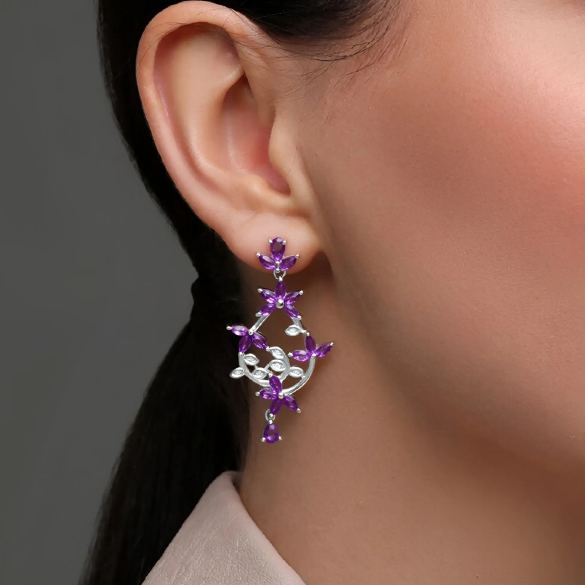 Sambia-Amethyst-Silberohrringe