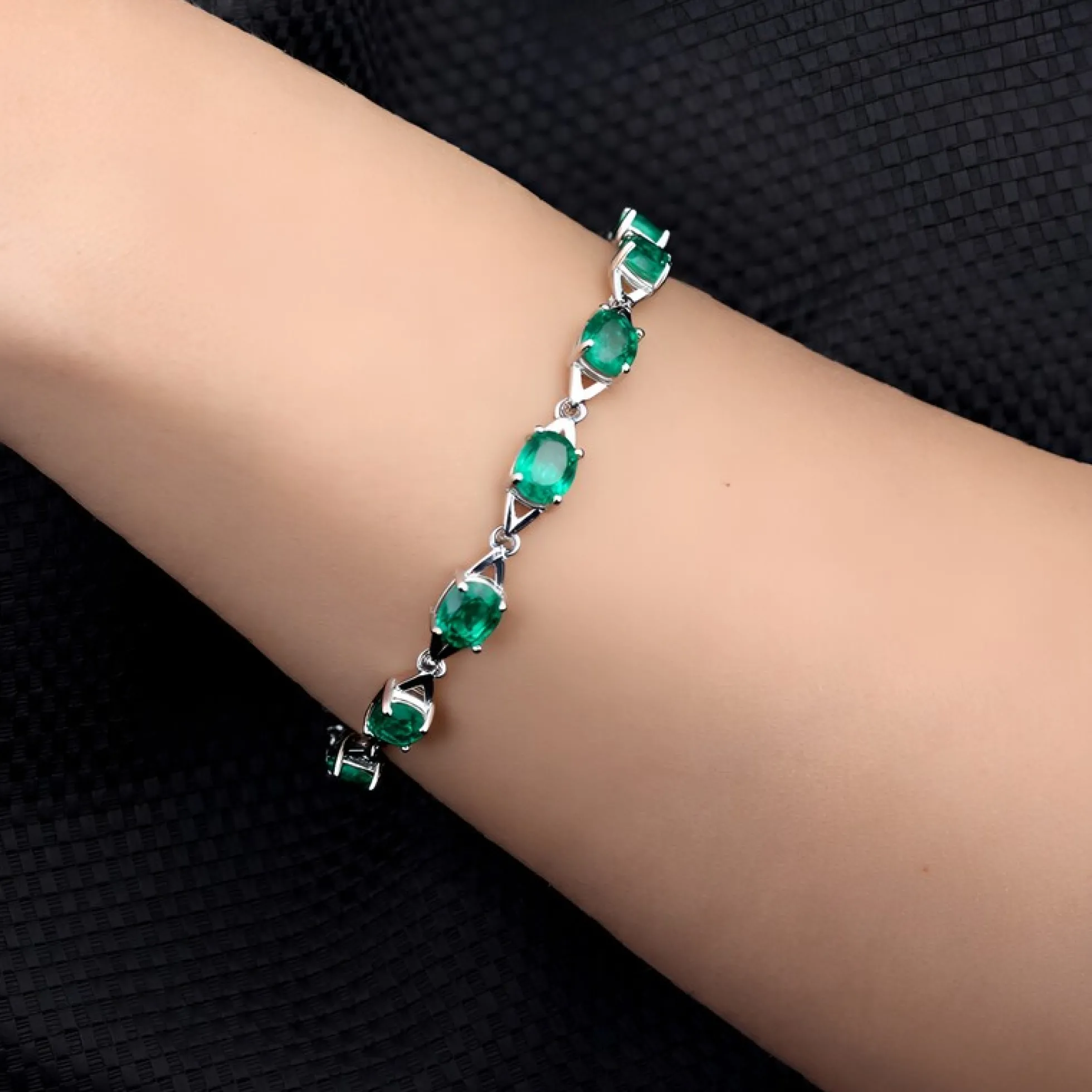 Sambia-Smaragd-Silberarmband