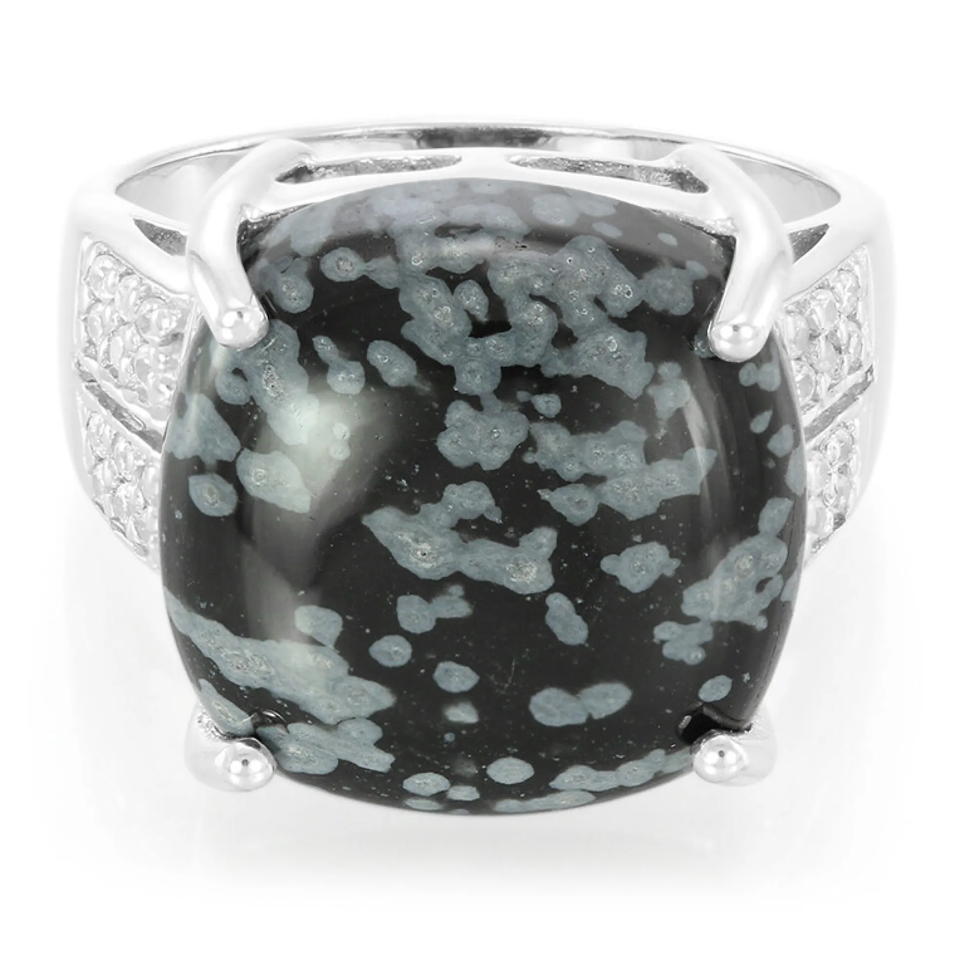 Schneeflocken-Obsidian-Silberring