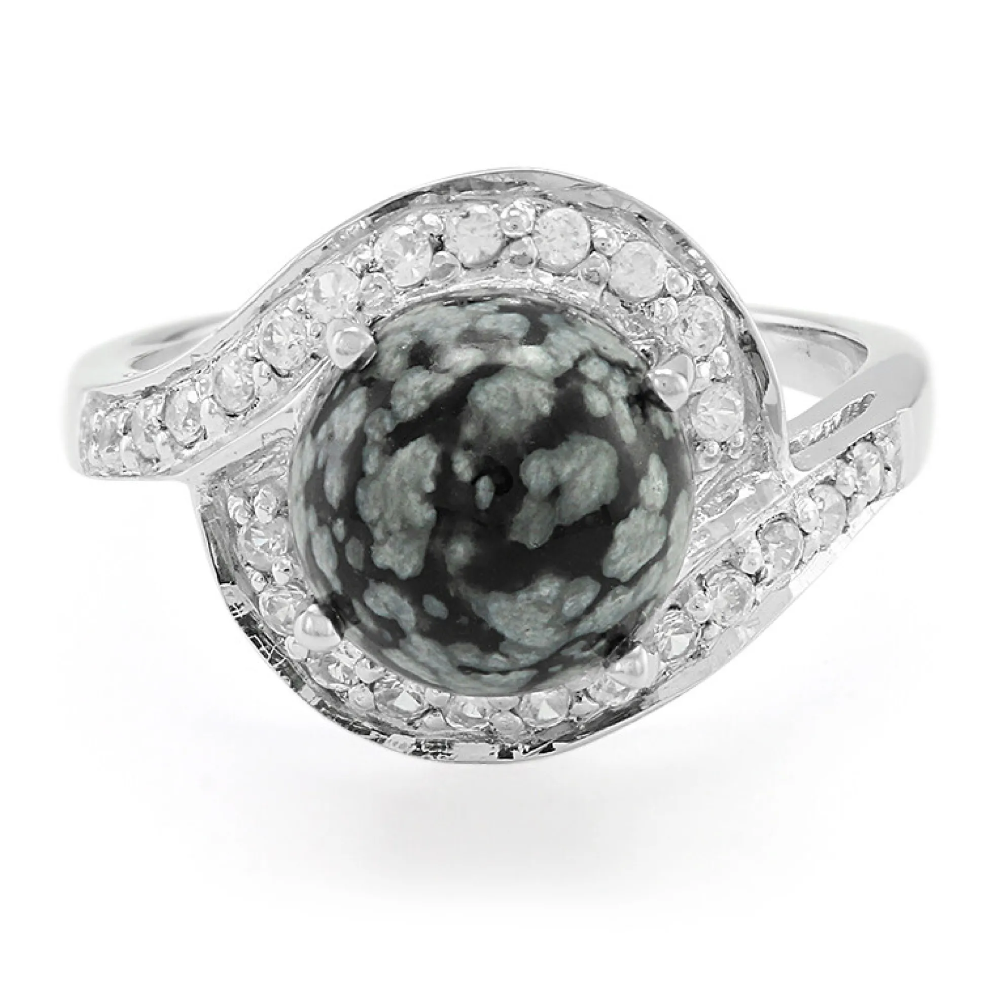 Schneeflocken-Obsidian-Silberring