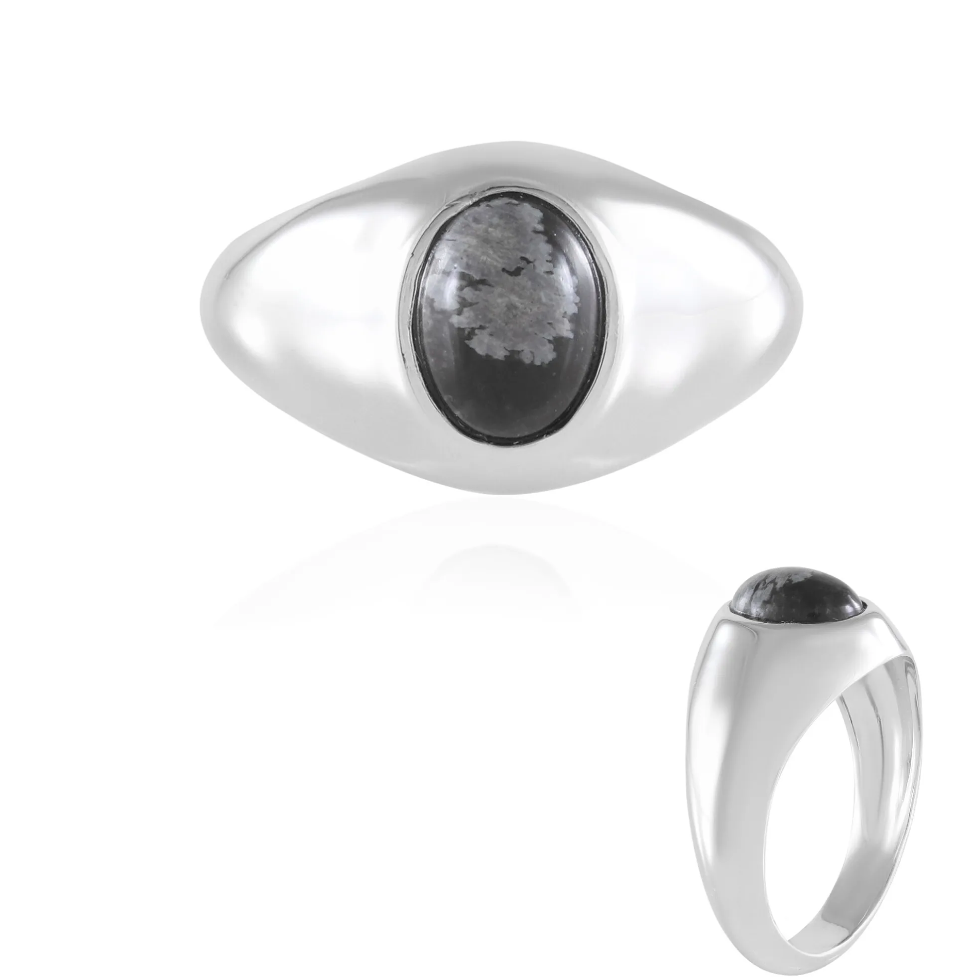 Schneeflocken-Obsidian-Silberring