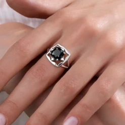 Schneeflocken-Obsidian-Silberring