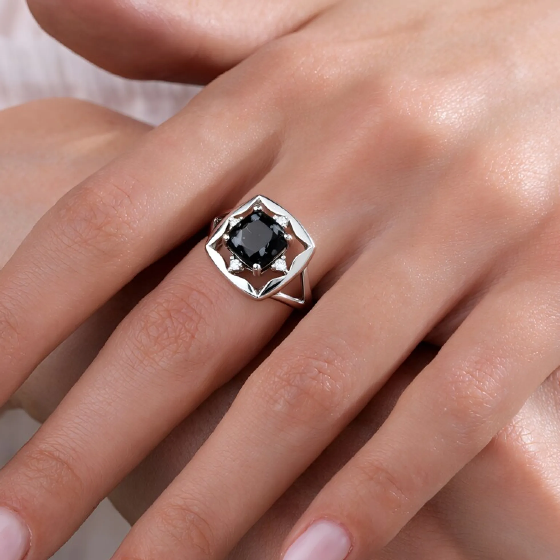 Schneeflocken-Obsidian-Silberring