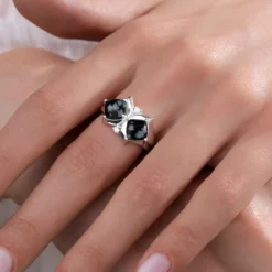 Schneeflocken-Obsidian-Silberring