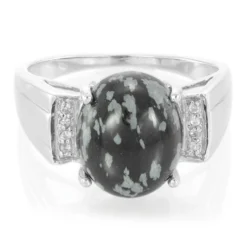 Schneeflocken-Obsidian-Silberring