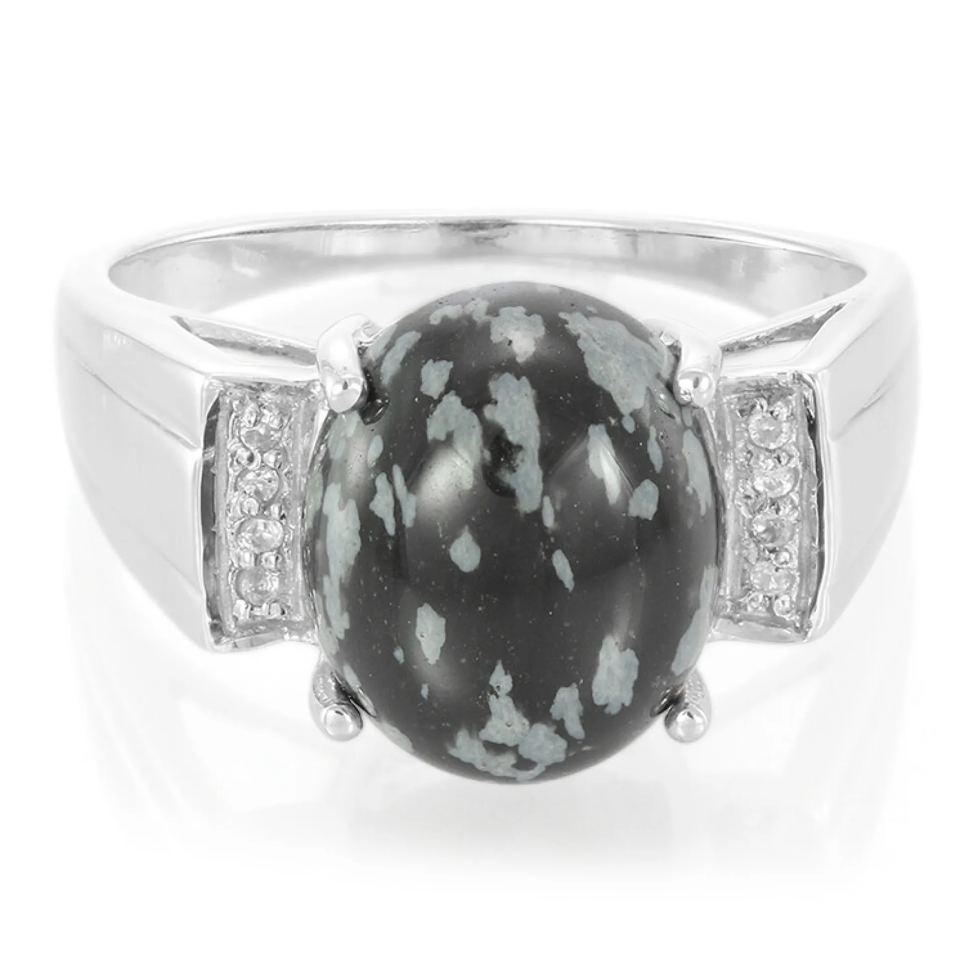 Schneeflocken-Obsidian-Silberring