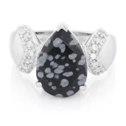 Schneeflocken-Obsidian-Silberring