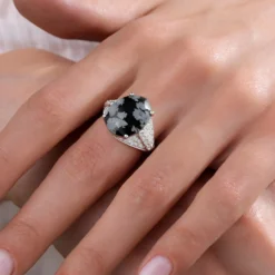 Schneeflocken-Obsidian-Silberring