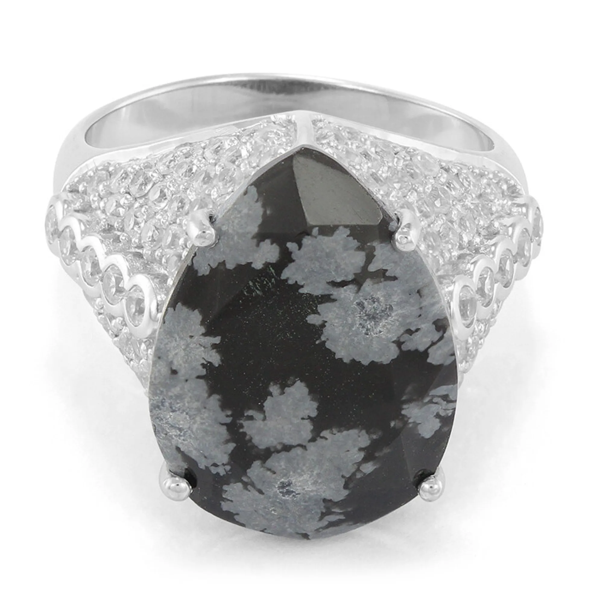 Schneeflocken-Obsidian-Silberring