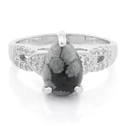 Schneeflocken-Obsidian-Silberring