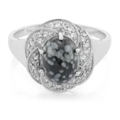 Schneeflocken-Obsidian-Silberring