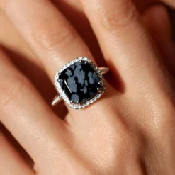 Schneeflocken-Obsidian-Silberring