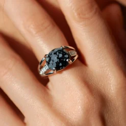 Schneeflocken-Obsidian-Silberring