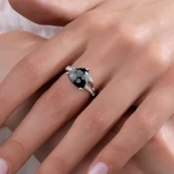 Schneeflocken-Obsidian-Silberring