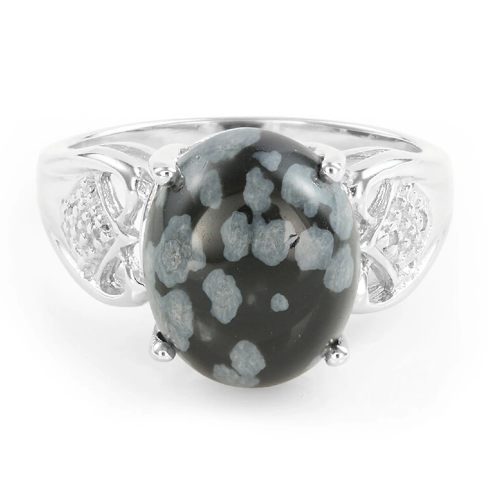 Schneeflocken-Obsidian-Silberring