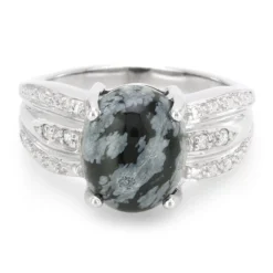 Schneeflocken-Obsidian-Silberring