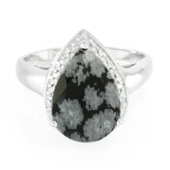 Schneeflocken-Obsidian-Silberring