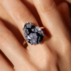 Schneeflocken-Obsidian-Silberring
