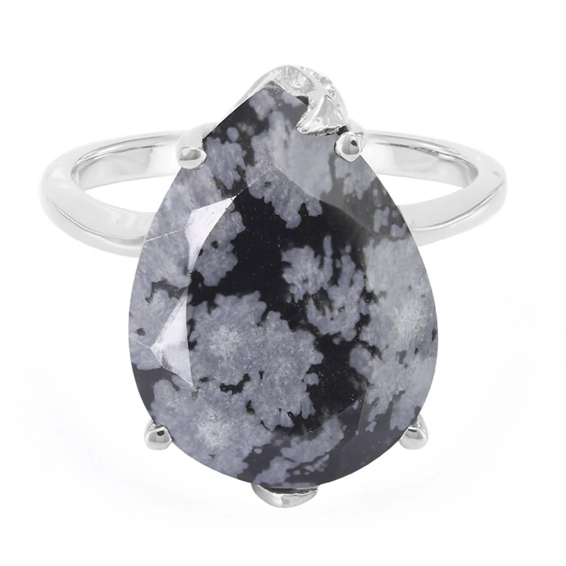 Schneeflocken-Obsidian-Silberring