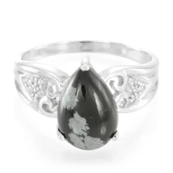 Schneeflocken-Obsidian-Silberring