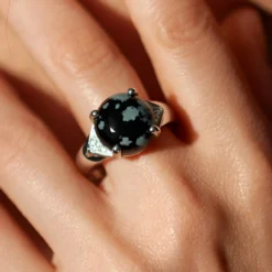 Schneeflocken-Obsidian-Silberring