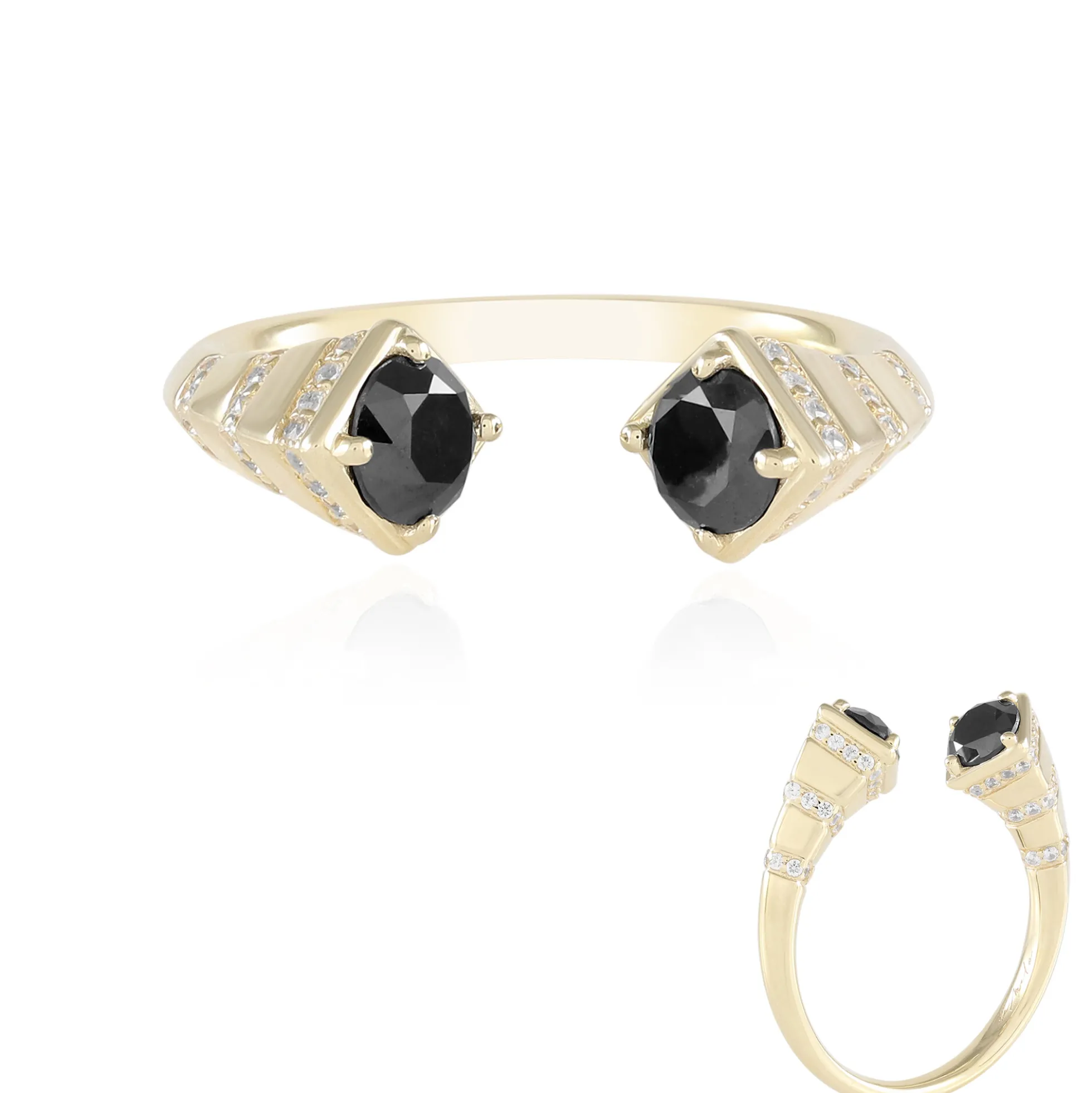 Schwarzer Brillant-Goldring
