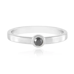 Schwarzer Brillant-Silberring