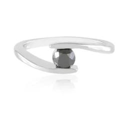 Schwarzer Brillant-Silberring