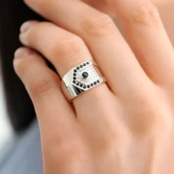 Schwarzer Diamant-Silberring