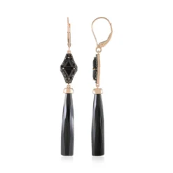 Schwarzer Onyx-Goldohrringe