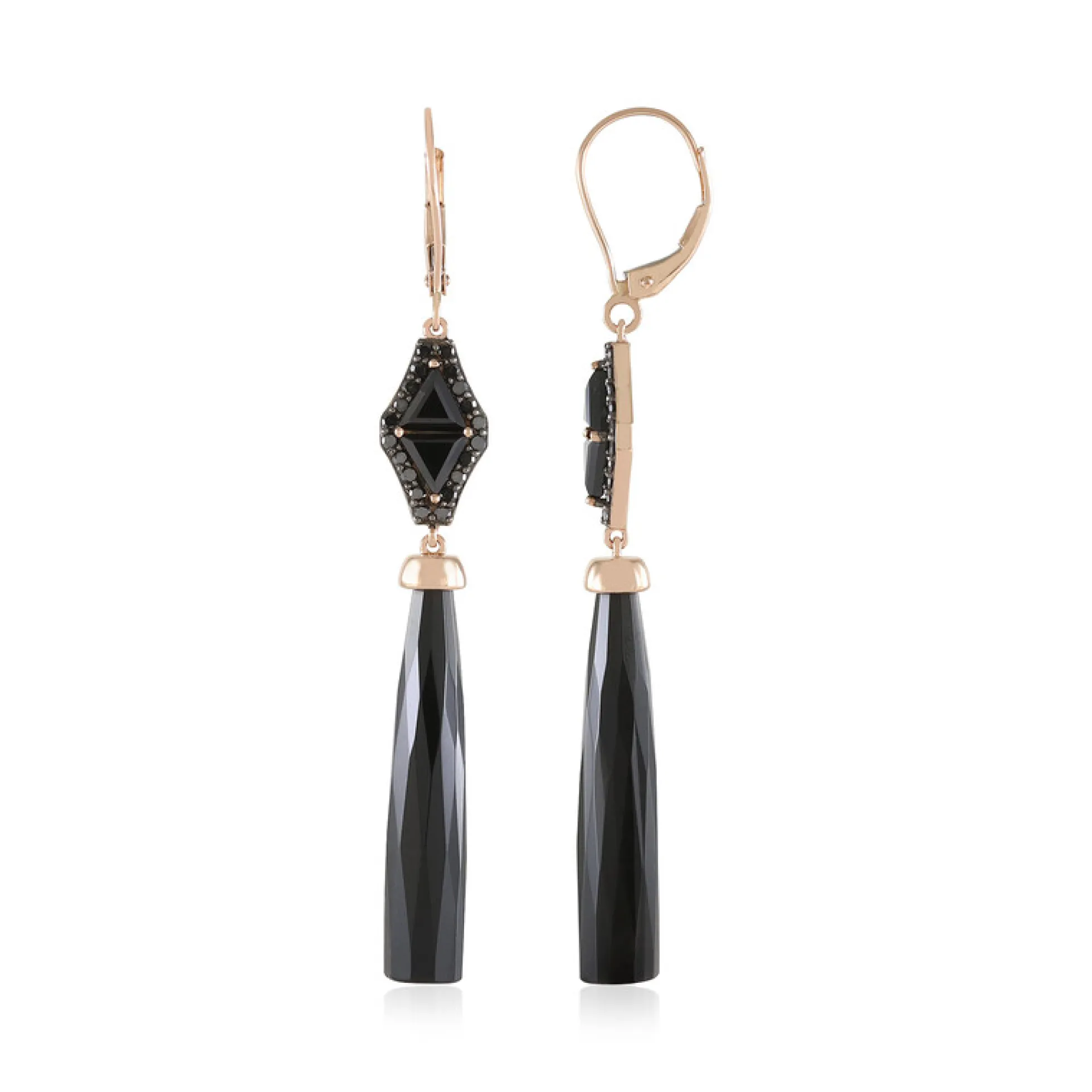 Schwarzer Onyx-Goldohrringe