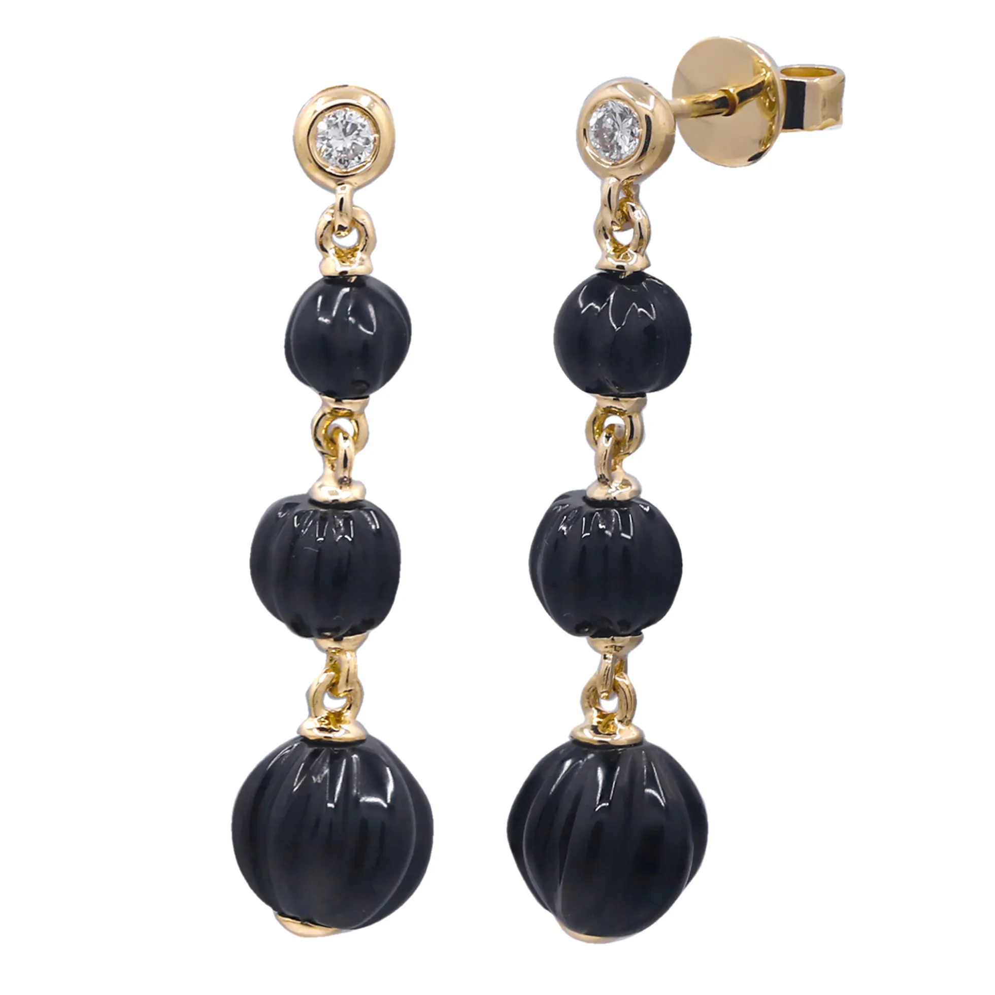 Schwarzer Onyx-Goldohrringe