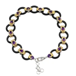 Schwarzer Onyx-Silberarmband