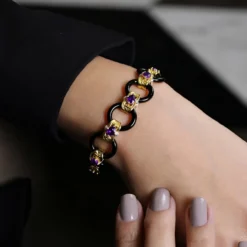 Schwarzer Onyx-Silberarmband
