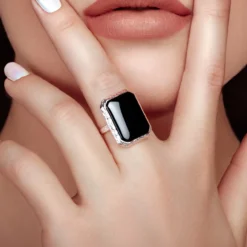 Schwarzer Onyx-Silberring