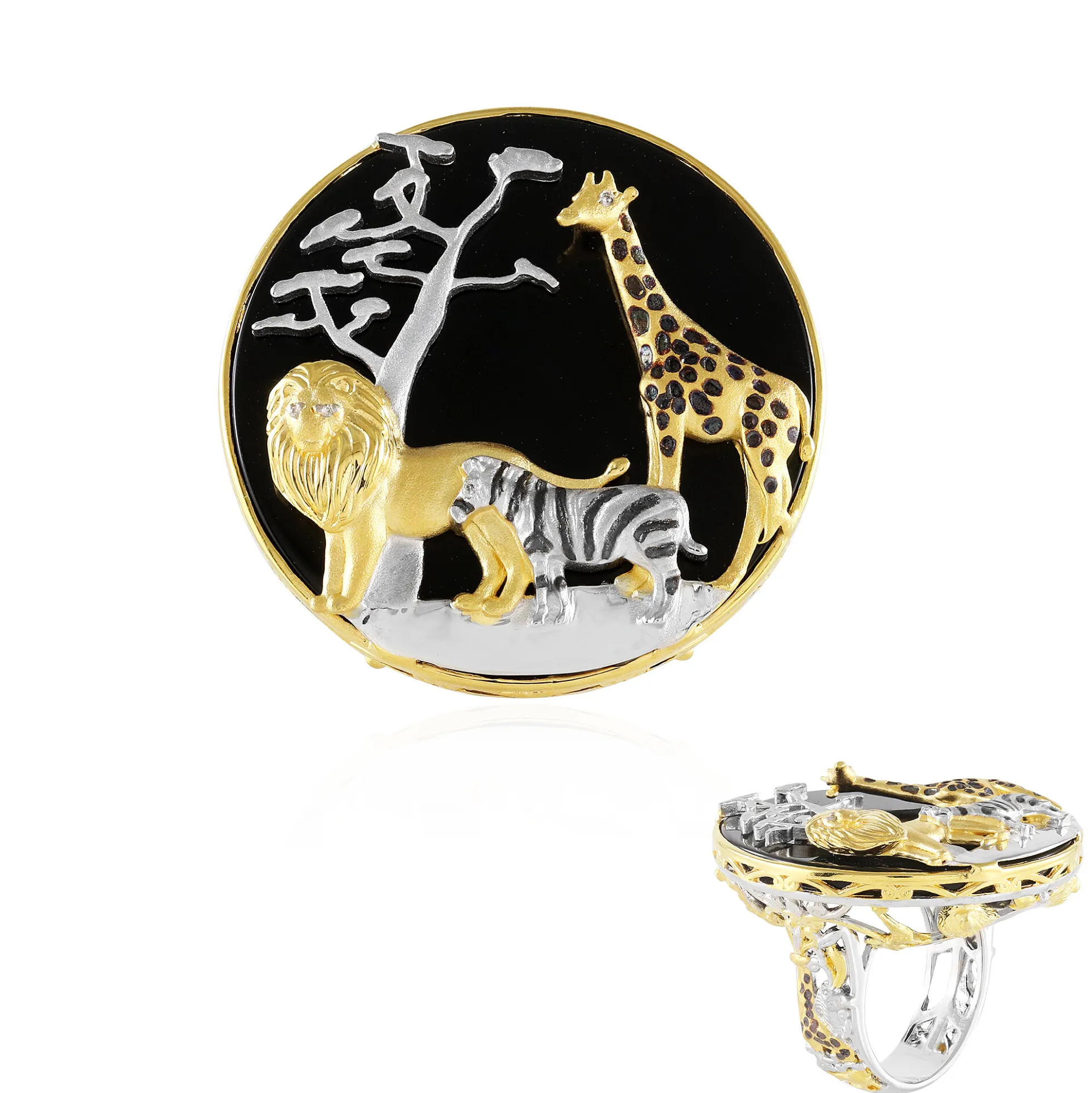 Schwarzer Onyx-Silberring