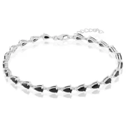 Schwarzer Spinell-Silberarmband