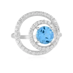 Schweizblauer Topas-Goldring