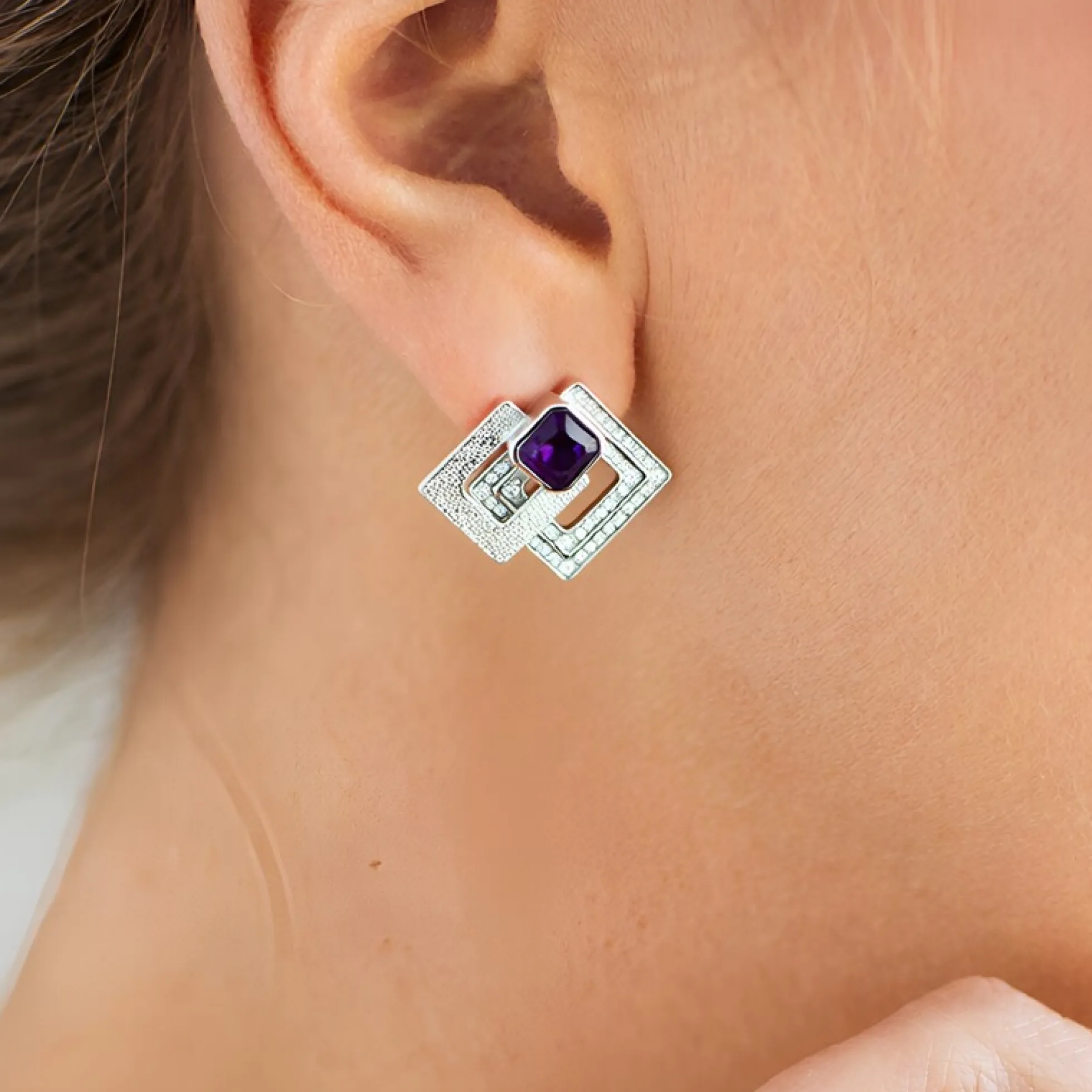 Sibirischer Amethyst-Silberohrringe